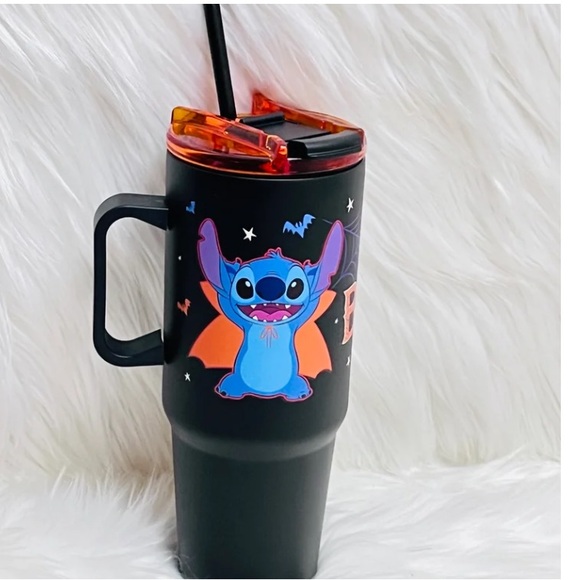 Disney Stitch Boo Halloween Stainless Steel Travel Mug w Handle Safety Lock NWT - Picture 6 of 7